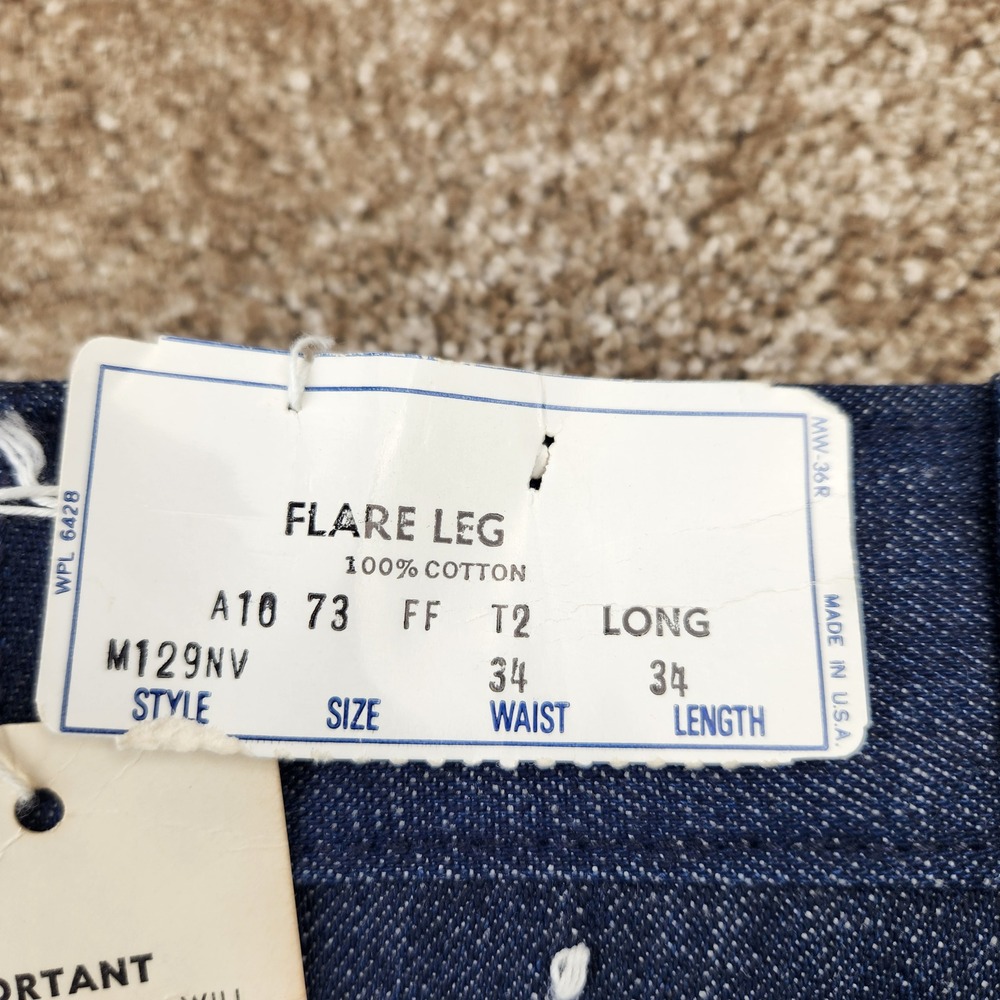 Maverick Blue Bell Vintage Flare Leg Denim Jeans Dark Wash Deadstock USA 34x34 - Picture 7 of 12